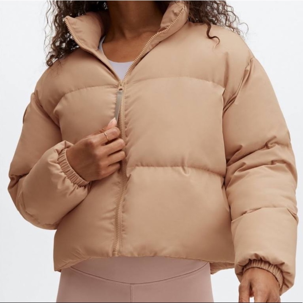 Fabletics Wander Cropped Puffer Jacket, Size M, Tan